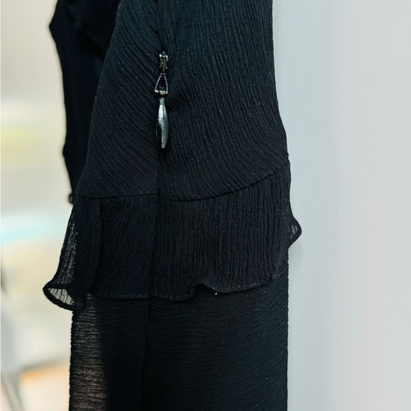 ❤️ VINTAGE CACHAREL 36 4 SEMI SHEER BLACK TIERED RUFFLE SILK CREPE DESIGNER TOP - Picture 5 of 13